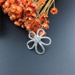 Van Cleef & Arpels 18K White Gold Diamond Flower Earring with Necklace Ring