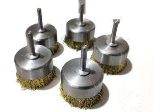 Quality 3 Inch Fine Shaft Mounted Cup Brushes Crimped Wire for Edge Blending wholesale