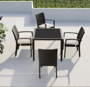 Quality Leisure Modern PE Rattan outdoor Chair and table sets Aluminium Garden wicker stackable Chair wholesale