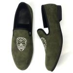 Leisure Light Green Mens Velvet Loafers / Mens Prince Albert Slippers