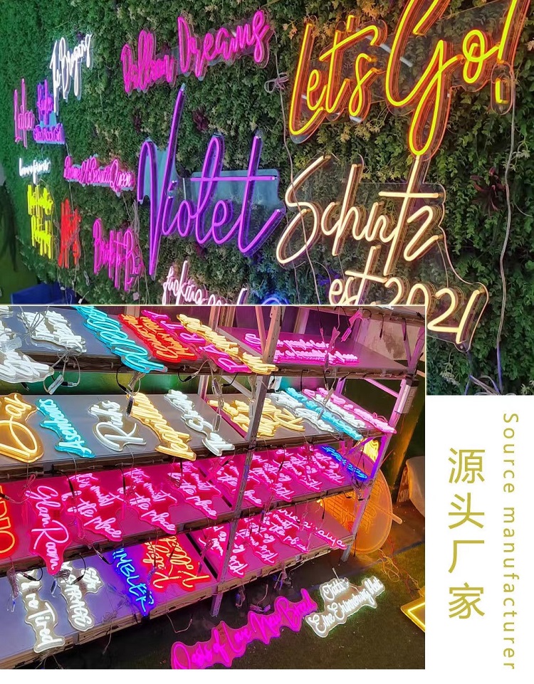 Personalized electronic wall decoration indoor outdoor happy birthday wedding letter light bar acrylic custom led neon sign