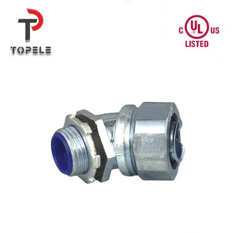Zinc Liquid Tight Flexible Conduit Fittings Connector 45 Degree Angle NPT UL