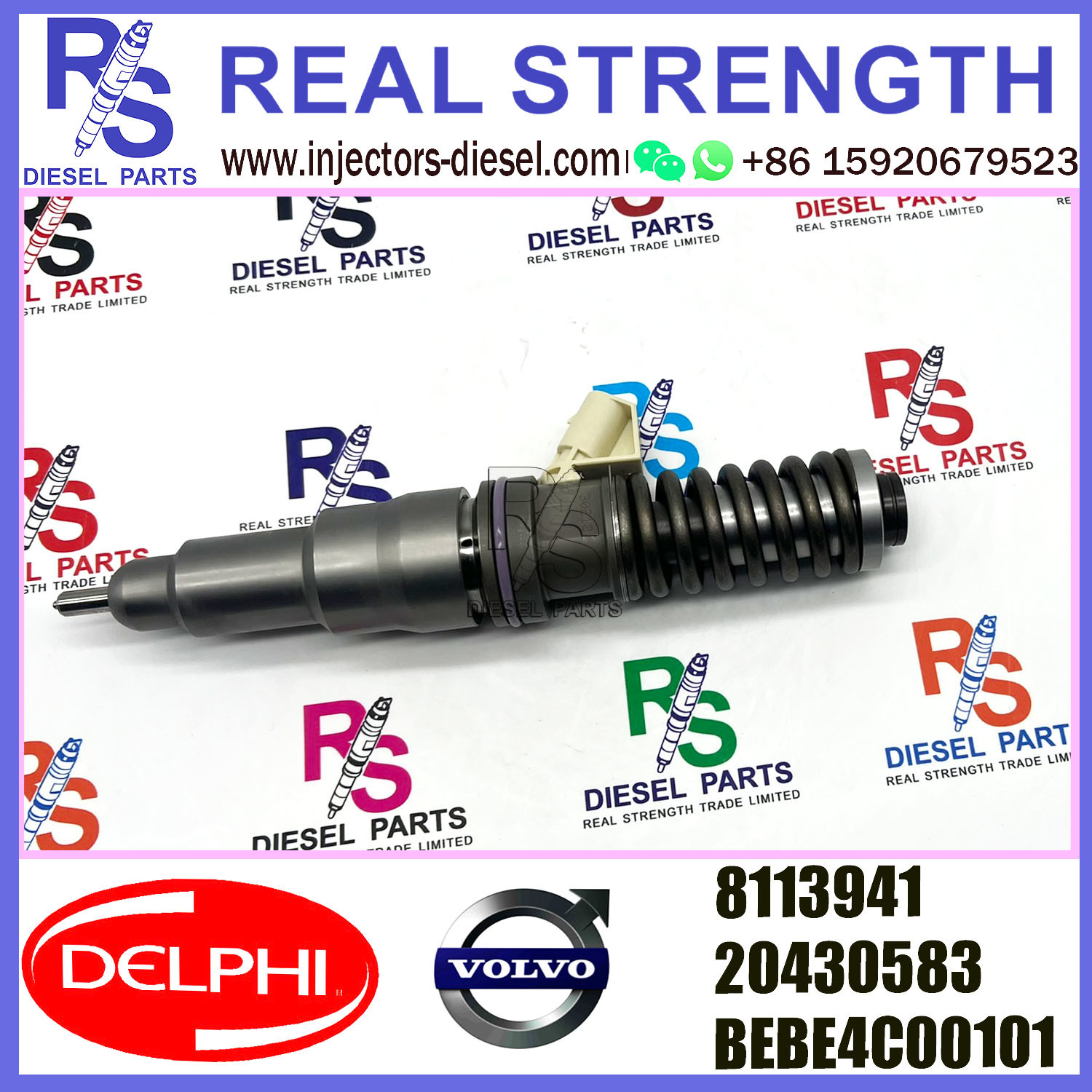DELPHI 2pin injector 8113941 20430583 BEBE4C00101 Diesel pump Injector V-O-L-V BEBE4C00101 E1 for V-O-L-V D12 TRUCK
