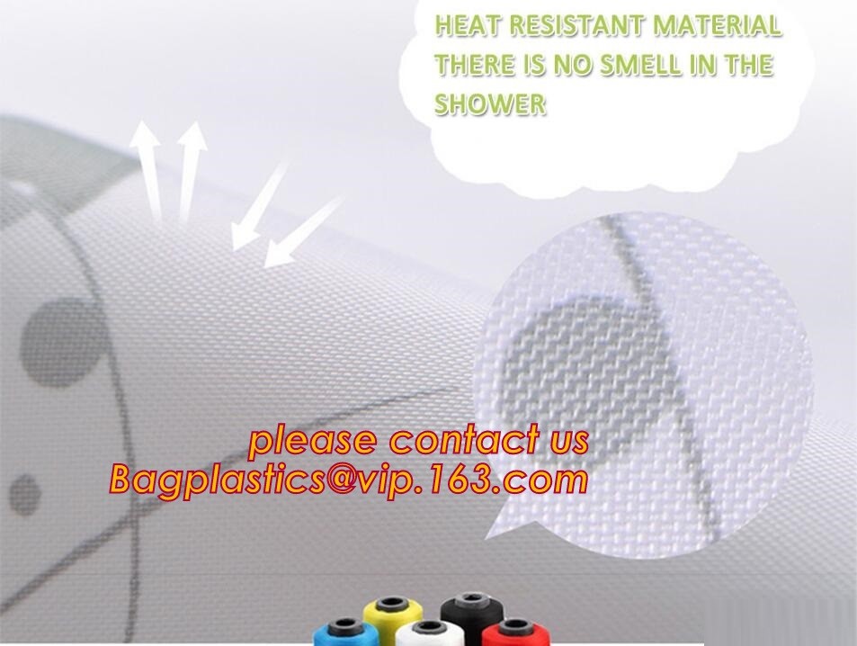 SCENERY PRINTING POLYESTER SHOWER CURTAIN, custom 3d eva shower curtain for bathroom, Popular cotton hooks polyester tex