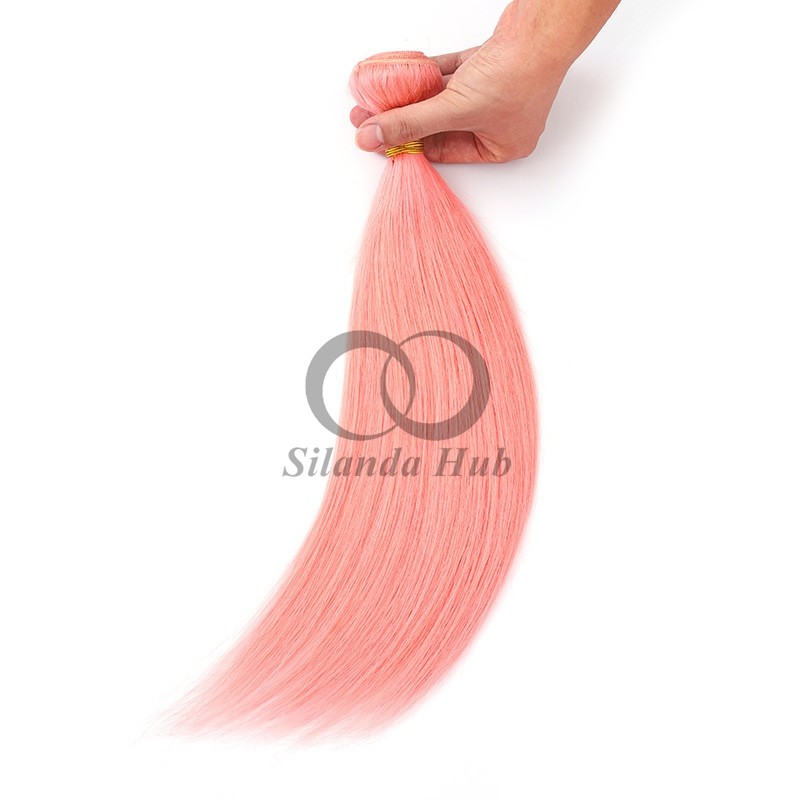 Pink Straight Remy Human Hair Bundles Sew In Weave Bundles Brazilian Bundle Deals