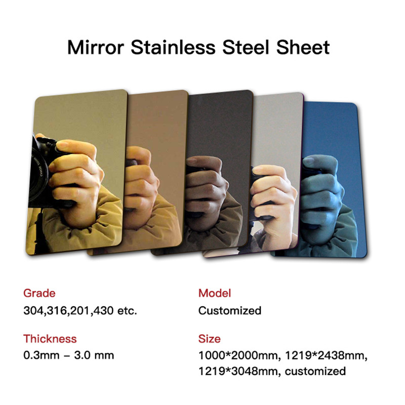 201 321 Mirror Stainless Steel Sheet Titanium Golden Color Coated 3.0mm Thickness