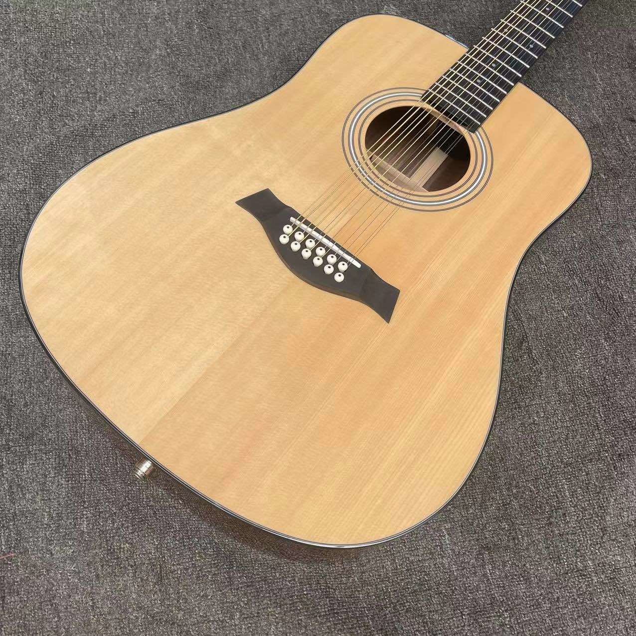 Custom 12 Strings Solid Spruce Top Acoustic Guitar in Natural Color