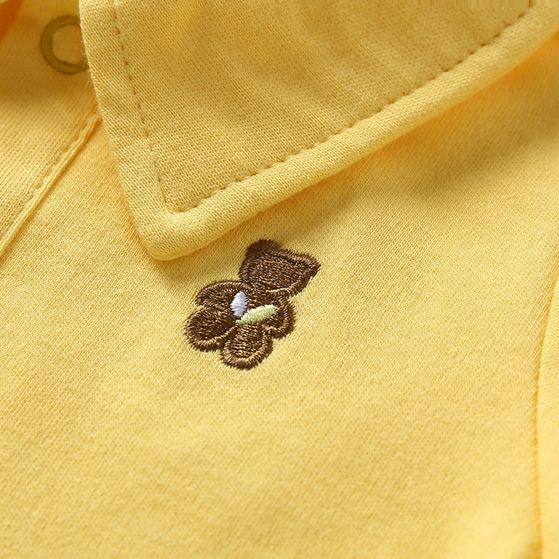 Custom LOGO Color Cute baby Short Sleeve Short romper Lapel Neck litter bear logo print polo baby bodysuit with Snap But