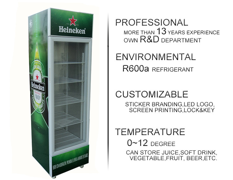 235L Supermarket Equipment Beverage Display Cooler Energy Drink Showcase Fridge Upright Chiller SC235B