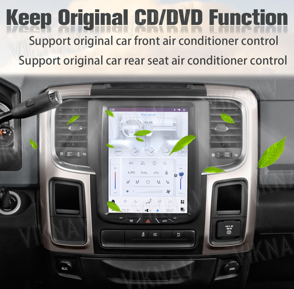 10.5 inch Touch Screen Android 13 Stereo DVD Player For 2013-2019 Dodge Ram Manual AC 8 Core Navigation Car Stereo