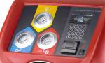 Automotive refrigerant recovery machine refrigerant handle system
