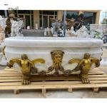 Black Stone Marble Bathroom Bathtub Medusa Bronze Brass Base Bathtubs Luxury