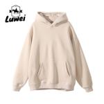 Oversized Thick Hip Hop Plain Sublimation Cropped Hoody Cotton Hooded Drawstring