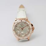 White Quartz Stainless Steel Watches With Genuine Leather For Ladies