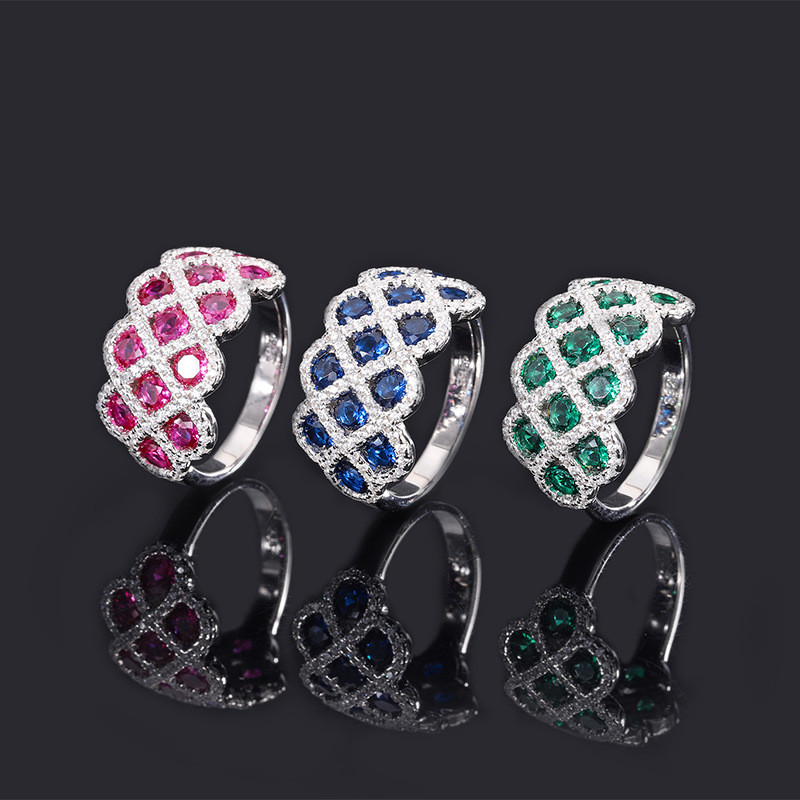 Zircon 925 Sterling Silver Gem Engagement Rings Flower Shape