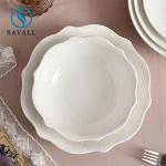 Round Solid Farmhouse Porcelain Restaurant Plates OEM Porcelain Salad Plates