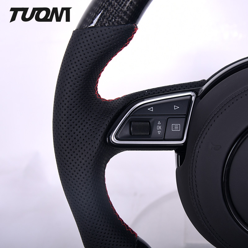 Audi 350mm Leather Carbon Fiber Sport Steering Wheel RS3 RS4 RS5 RS6