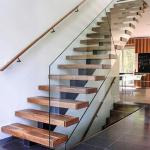 Modern Mono Straight Flight Staircase With Steel Beam Glass Railing