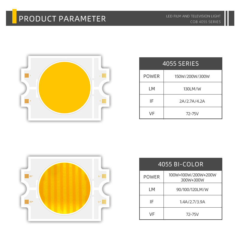 Dimming 72V 75V Dual Color 300W+300W Constant Voltage COB LED 4055 Bi Color 2700k 6500k 95ra Led for Track Lamp