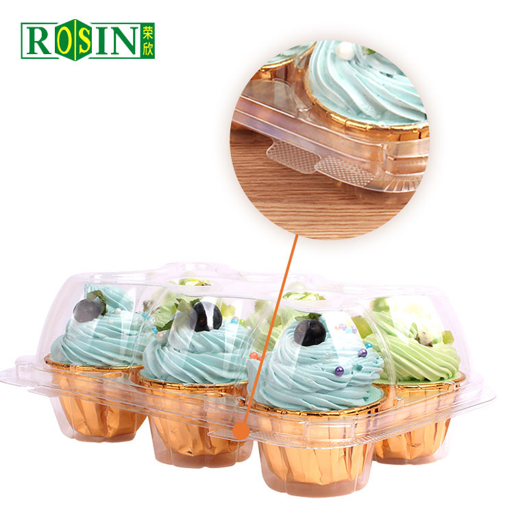 Custom Clear PET Plastic Cake Packaging Boxes 6 Count Convenient Assembly