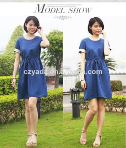 Quality 2015 Wholesale Linen short sleeve Long Dress Designs wholesale