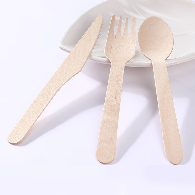 Paper Wraped Premium Disposable Wooden Cutlery Set With Customized Logo