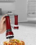 Electronic salt & pepper stainless steel mill set red