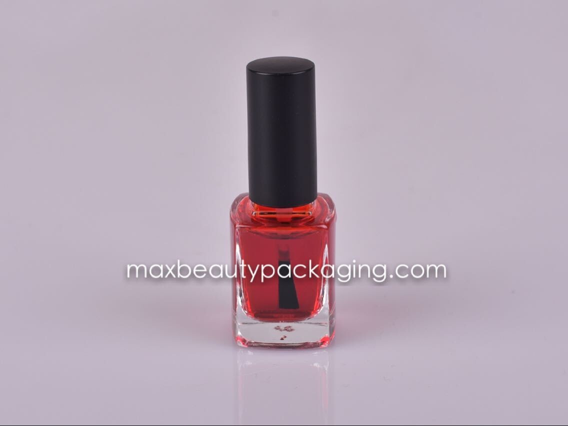 shiny black nail polish cap flat brush square nail polish bottle 11ml nail polish plastic cosmetic packaging