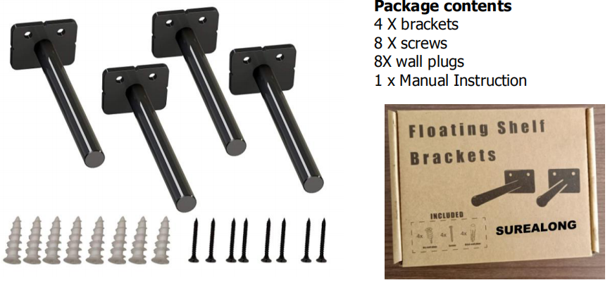 Grey Heavy Duty 4 Pack Blind Shelf Supports Shelf Brackets for Secure Installation