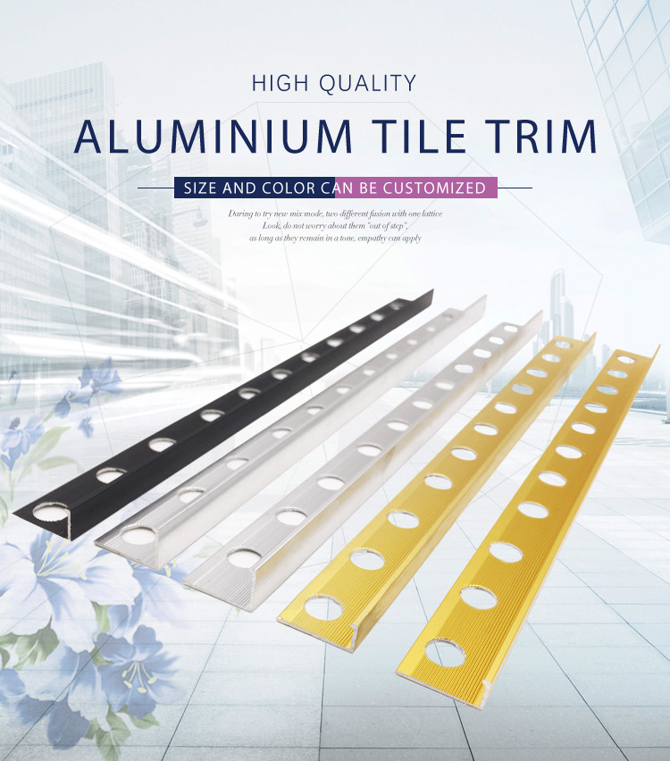 L Shape Aluminum Tile Trim 7.5mm Height 6463 Alu Material Electrophoresis