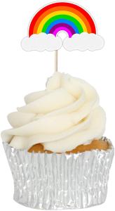 Quality Birthday Party Printed Rainbow Paper Cupcake Topper wholesale