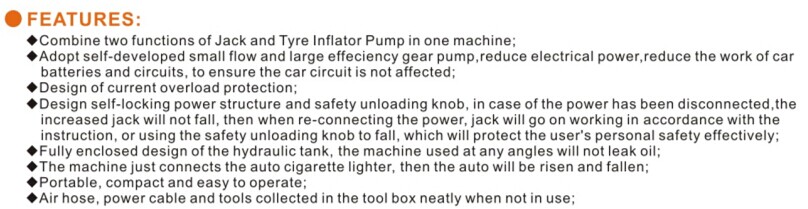 Portable bike tyre pump with pressure gauge electric hydraulic jack