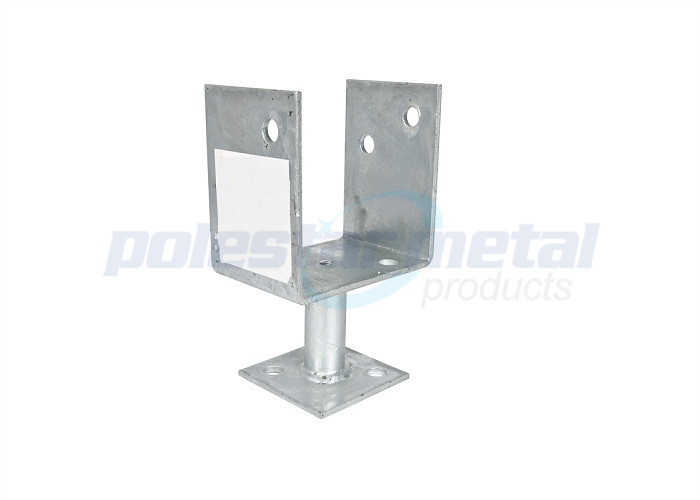 Galvanised Construction Hardware , Center Pin Stirrup Post Anchor 200mm Height