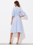 Asymmetrical Gathered Sleeve Surplice Wrap Pinstripe Dress For Women