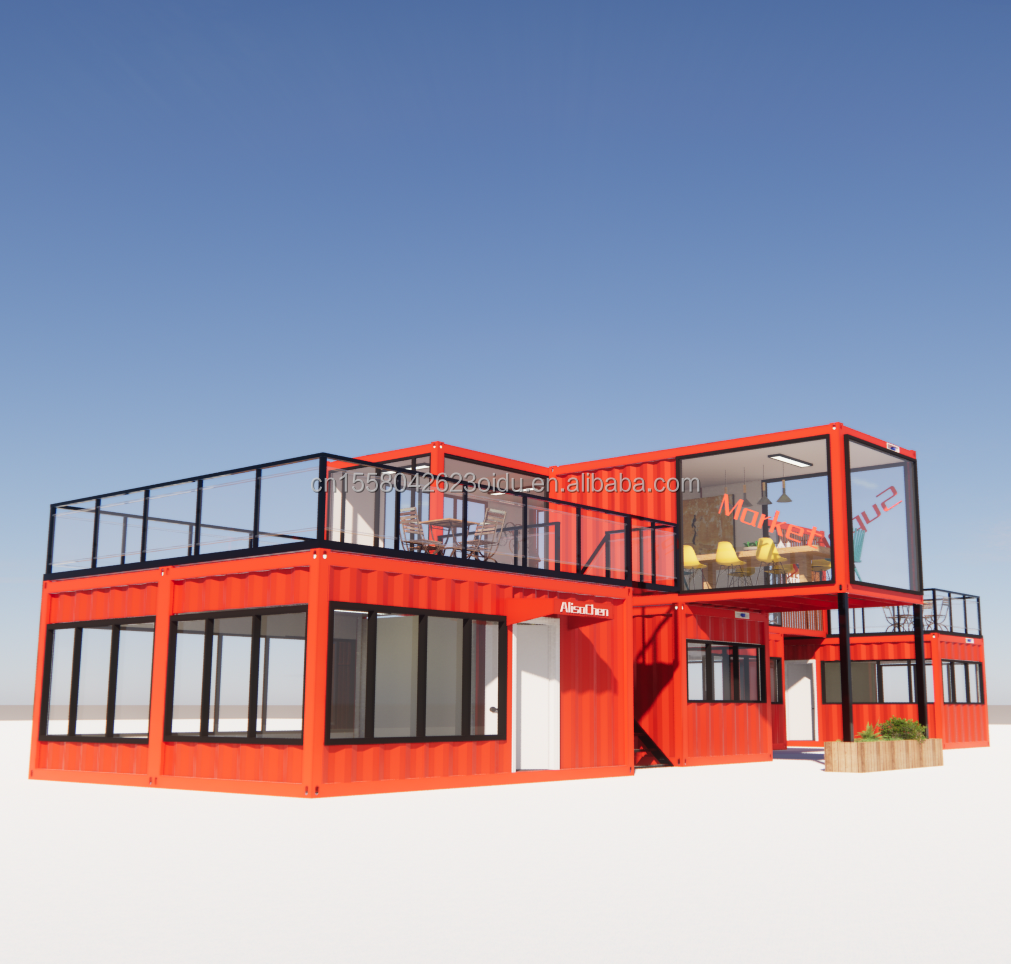 Prefab Modular 3 Bedroom House Galvanized Steel Square Tubes 20ft or 40ft Ready-Made Tiny Cabin Kit Set