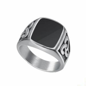 Quality Black Enamel Mens Stainless Wedding Bands Size 5 - 10 Stainless Steel Wedding Band wholesale