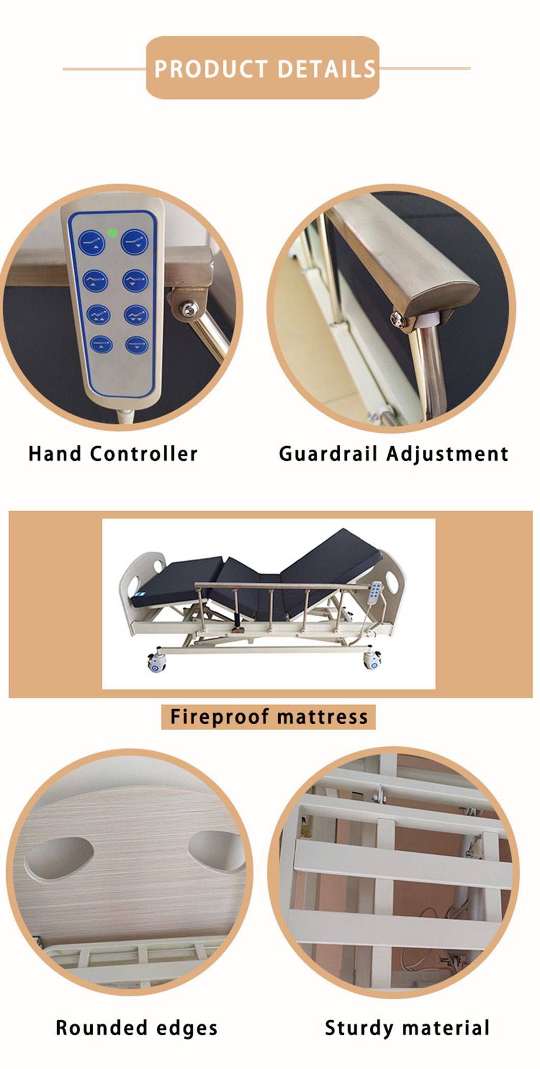 New Aluminum Alloy Main Frame High-Quality Hospital Three-Function Electric Nursing Beds