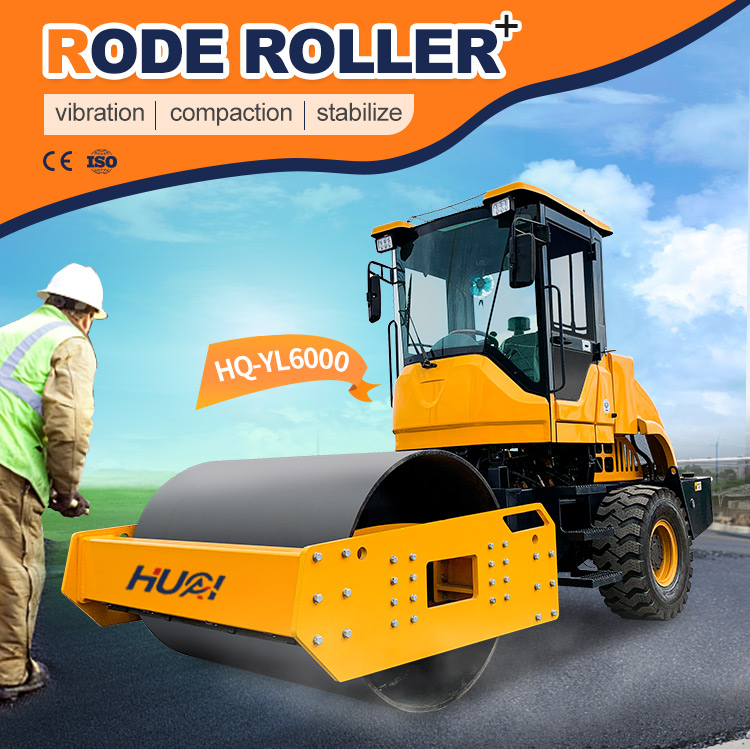 6 Ton Asphalt Compactor HQ-YL6000 Vibratory Road Roller for High Grade Ability 30%