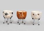 Novelty Ceramic Egg Holder , Animal Ceramic Egg Cups 3D Figure With Metal Leg