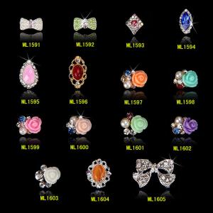 Quality Hot NEW Wholesale Alloy Jewelry 3D Nail Art Jewelry Nail rhinestones Sticker Supplier Number ML1591-1605 wholesale