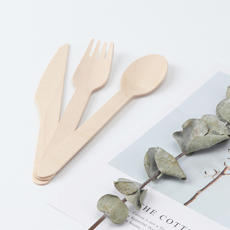 Paper Wraped Premium Disposable Wooden Cutlery Set With Customized Logo