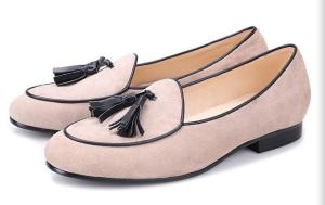Quality Suede Tassel Mens Velvet Slippers , Banquet Smoking Mens Slip On Loafers wholesale