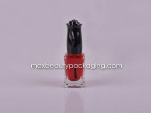 Quality uv coating shiny black flower shape nail polish cap13ml nail polish bottle flat brush nail polish packaging wholesale
