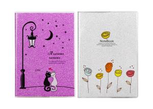 Quality Picture Custom Daily Journal Frosted Plastic Book Cover Sparkling Purple Glitter wholesale