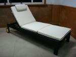 Outdoor Patio Rattan Sun Lounger , Balcony Dark Brown Lounger
