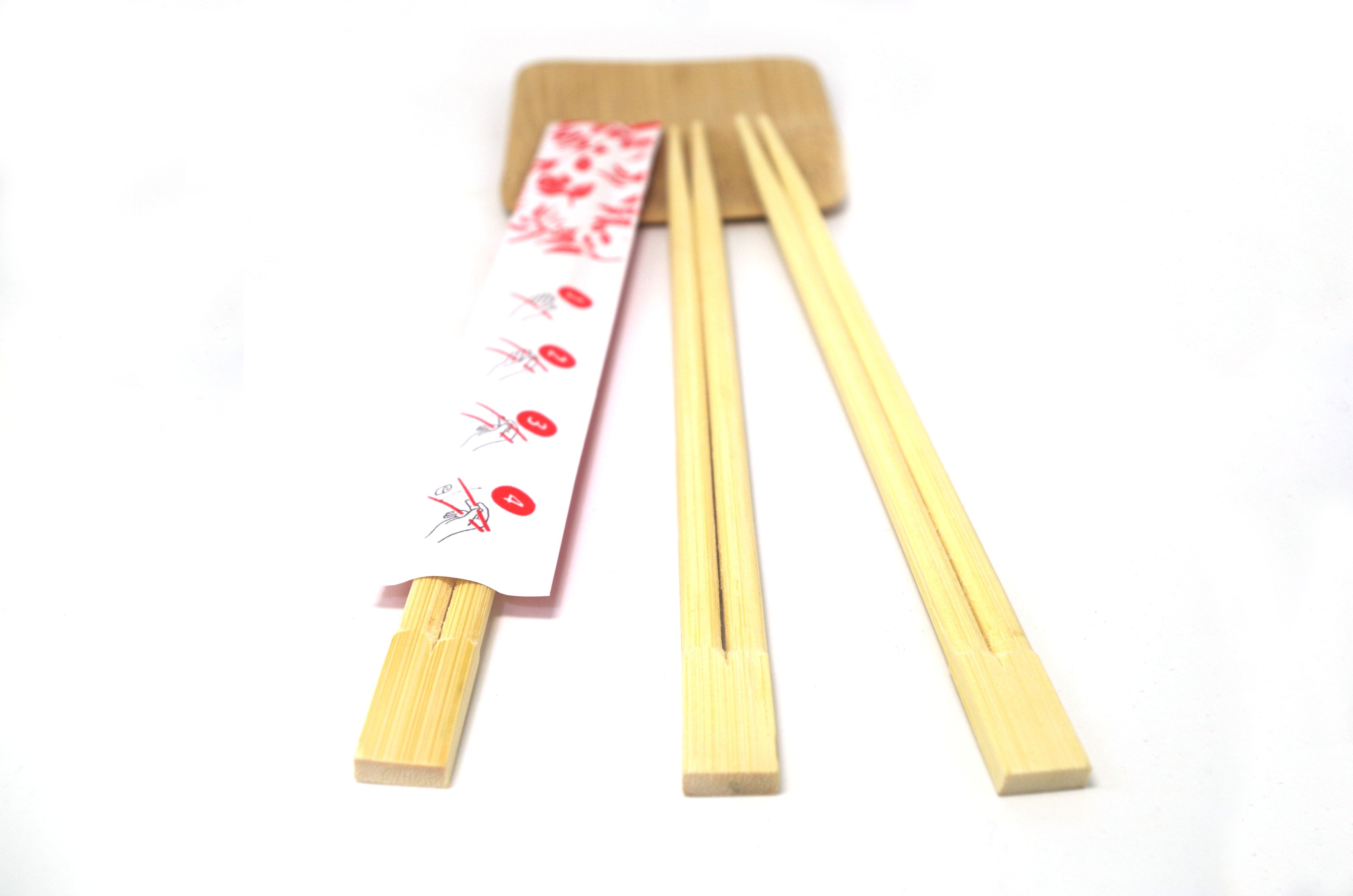 Paper Wrapped 23CM Disposable Bamboo Chopsticks With Customized Logo
