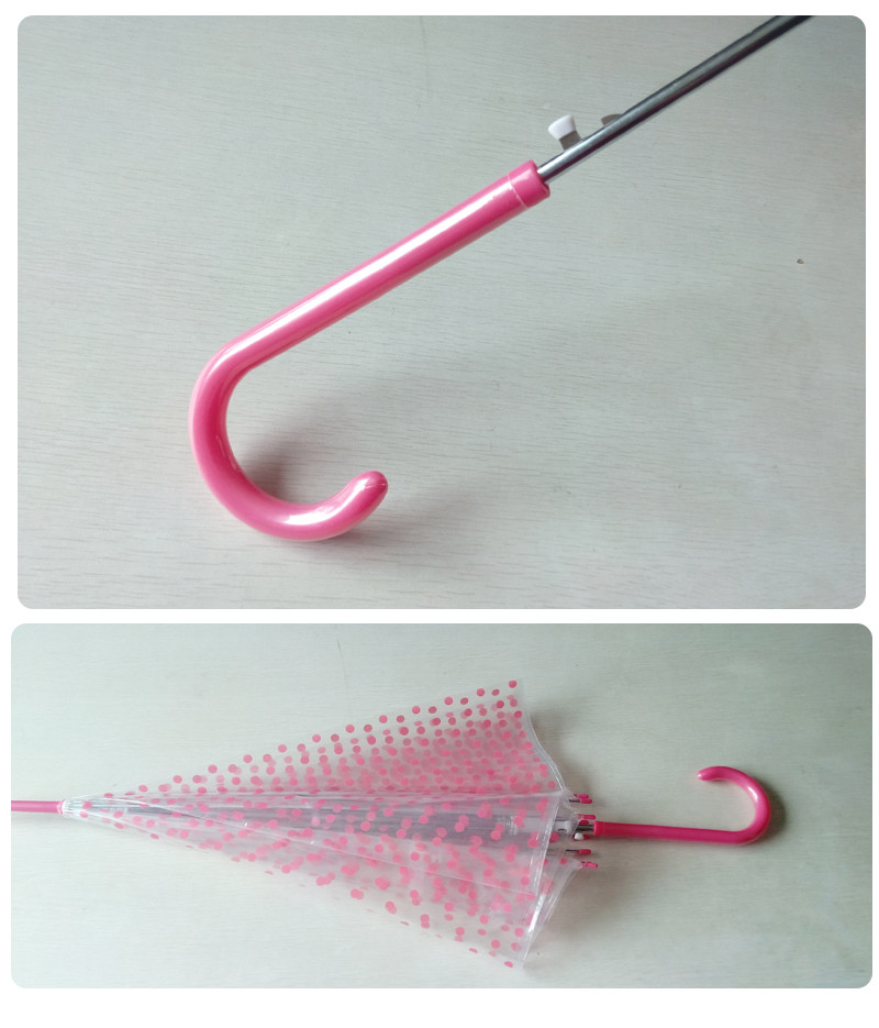 J Handle Pink Dot POE Transparent Rain Umbrella For Children