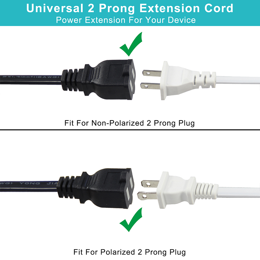 US 2-prong Male To Female NEMA 1-15P To NEMA1-15R CPU PDU Extender Extension Cable