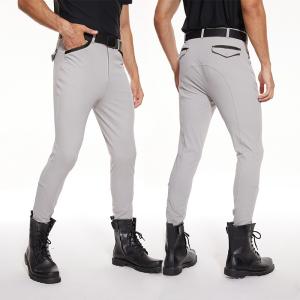 Quality High Elestic Breathable Mens Riding Breeches Grey Knee Silicone Equestrian Pants wholesale