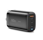 Travel GaN PD Wall Charger 65w 3 USB Port USB A Type C Fast Charging